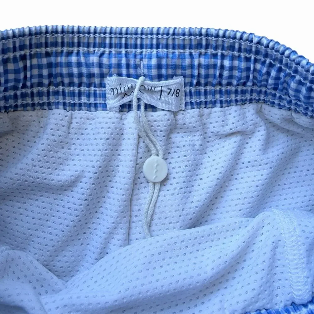 Minnow Boys Swim Sky Blue Gingham Boardie Size 7/8